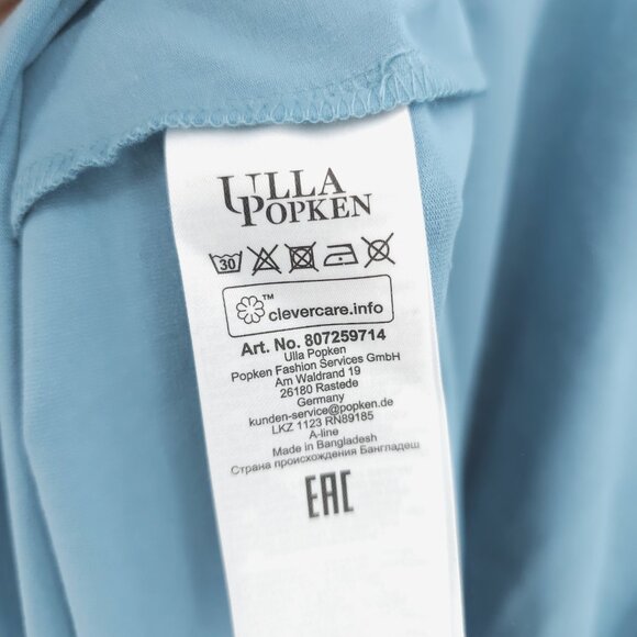 NWT ULLA POPKEN A-Line Tee T-Shirt Cotton Blend Stretch Blue Size US 28/30 - Picture 4 of 5